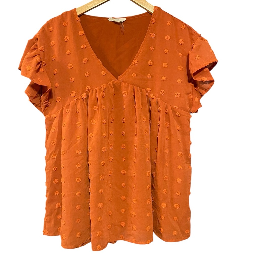 Entro Orange Flutter Sleeve Blouse - Picture 2 of 3